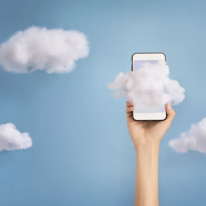 Cloud covering screen of mobile phone.