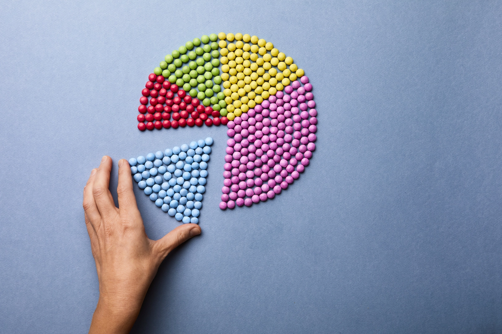 Hand and pie chart