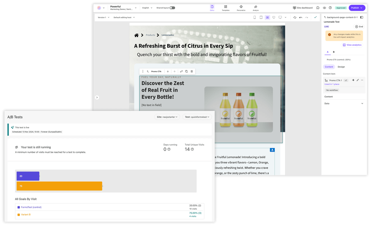 SitecoreAI conversion optimization variant personalization black friday campaign