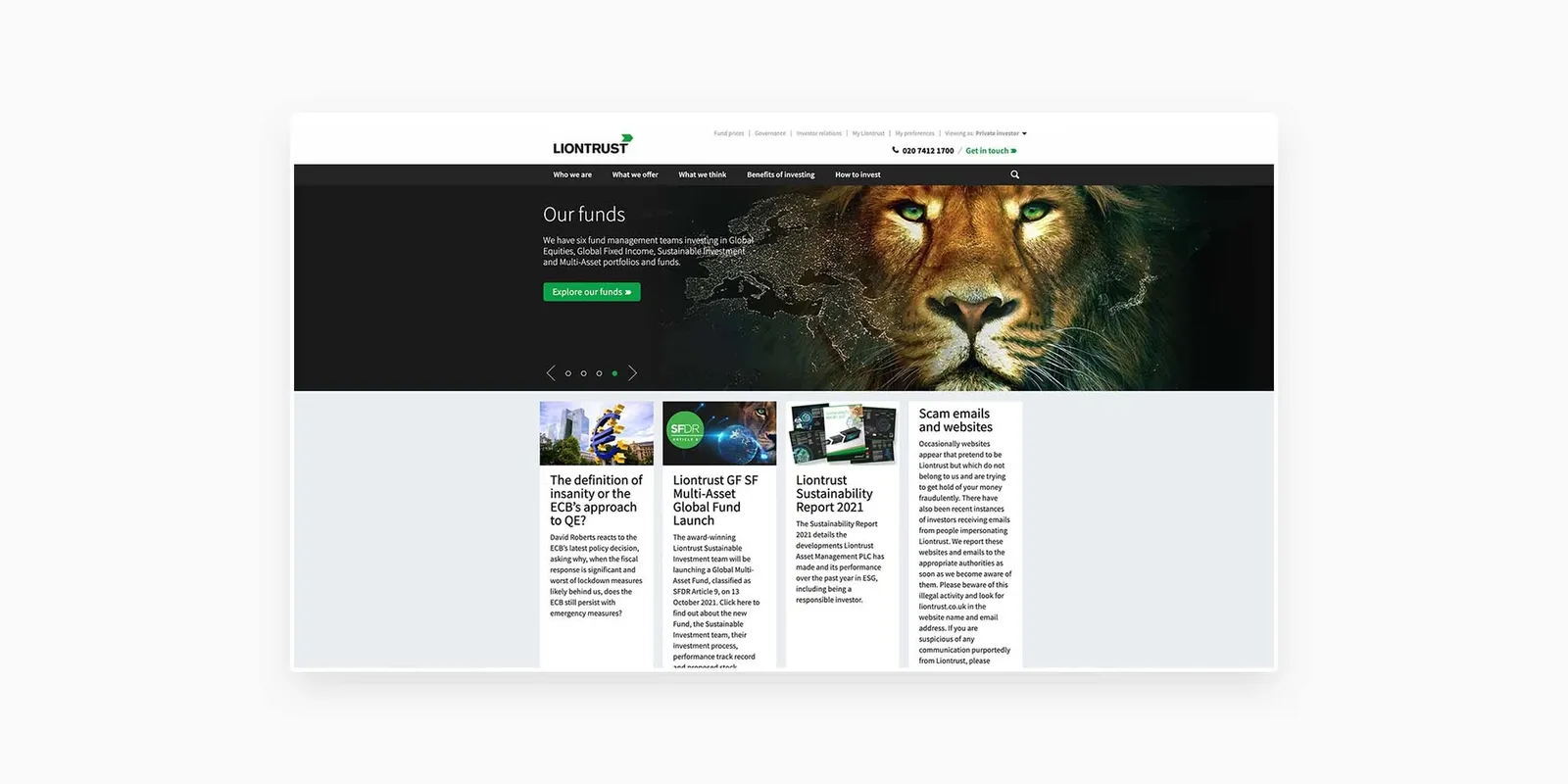 Liontrust Asset Management webpage